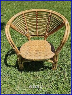 Vintage Mid-Century Modern Rattan & Sculpted Bamboo Chair RARE