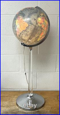 Vintage Mid-Century Modern Replogle Floor Globe lucite and chrome stand RARE