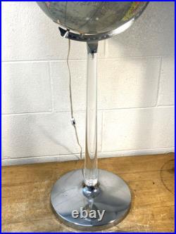 Vintage Mid-Century Modern Replogle Floor Globe lucite and chrome stand RARE