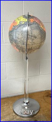 Vintage Mid-Century Modern Replogle Floor Globe lucite and chrome stand RARE