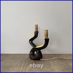 Vintage Mid Century Modern Sculptural Signed Ceramic Lamp Double Armed Rare