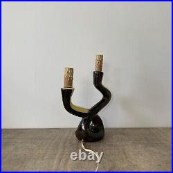 Vintage Mid Century Modern Sculptural Signed Ceramic Lamp Double Armed Rare