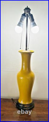 Vintage Mid Century Modern Warren Kessler Yellow Ceramic Vase Table Lamp 40RARE