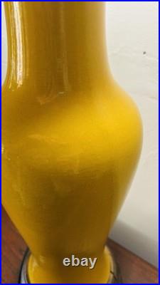 Vintage Mid Century Modern Warren Kessler Yellow Ceramic Vase Table Lamp 40RARE