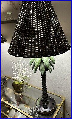 Vintage Mid-Century Palm Beach Regency Style Palm Tree Table Lamps -A Pair- RARE