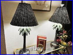 Vintage Mid-Century Palm Beach Regency Style Palm Tree Table Lamps -A Pair- RARE