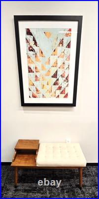 Vintage Mid-Century Style Wood Furniture Entry Telephone Table Bench Seat RARE