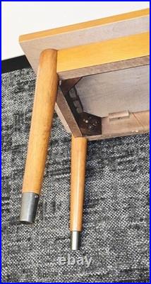 Vintage Mid-Century Style Wood Furniture Entry Telephone Table Bench Seat RARE