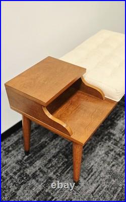 Vintage Mid-Century Style Wood Furniture Entry Telephone Table Bench Seat RARE