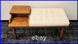 Vintage Mid-Century Style Wood Furniture Entry Telephone Table Bench Seat RARE