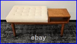 Vintage Mid-Century Style Wood Furniture Entry Telephone Table Bench Seat RARE
