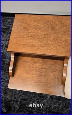 Vintage Mid-Century Style Wood Furniture Entry Telephone Table Bench Seat RARE