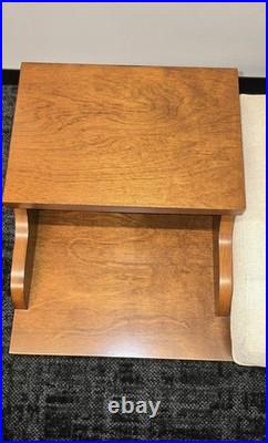Vintage Mid-Century Style Wood Furniture Entry Telephone Table Bench Seat RARE