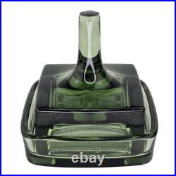 Vintage Midcentury Dansk Sweden Glass Green Ring Post Holder Trinket Dish Rare