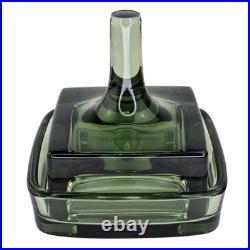 Vintage Midcentury Dansk Sweden Glass Green Ring Post Holder Trinket Dish Rare
