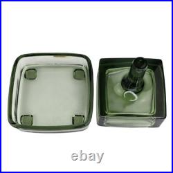 Vintage Midcentury Dansk Sweden Glass Green Ring Post Holder Trinket Dish Rare