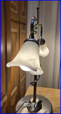 Vintage OH Lighting Lamp Unique Rare Midcentury ART GLASS Floral Globe 27