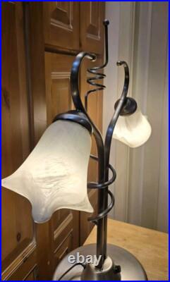 Vintage OH Lighting Lamp Unique Rare Midcentury ART GLASS Floral Globe 27