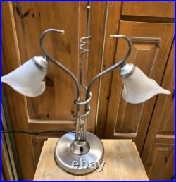 Vintage OH Lighting Lamp Unique Rare Midcentury ART GLASS Floral Globe 27