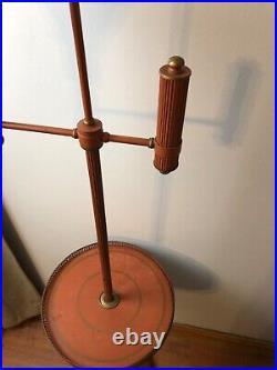 Vintage Orange Floor Lamp Tole Shade with Tray Table Metal Rare