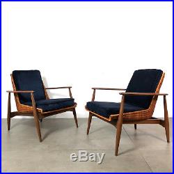 Vintage Pair Lawrence Peabody Rare Wicker Lounge Chairs Mid Century Modern 1960s