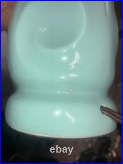 Vintage Pair Of Rare Mid Century Modern Atomic Era Turquoise Tulip Lamps