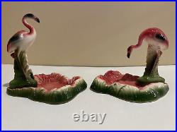 Vintage Pair of Mid Century Modern Art Deco Flamingo in Ponds/Ashtrays, Rare Vintage Pair of Mid Century Modern Art Deco Flamingo in Ponds/Ashtrays, Rare
