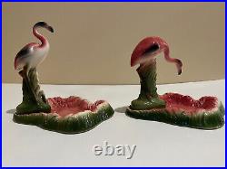 Vintage Pair of Mid Century Modern Art Deco Flamingo in Ponds/Ashtrays, Rare Vintage Pair of Mid Century Modern Art Deco Flamingo in Ponds/Ashtrays, Rare