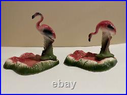 Vintage Pair of Mid Century Modern Art Deco Flamingo in Ponds/Ashtrays, Rare Vintage Pair of Mid Century Modern Art Deco Flamingo in Ponds/Ashtrays, Rare