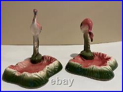 Vintage Pair of Mid Century Modern Art Deco Flamingo in Ponds/Ashtrays, Rare Vintage Pair of Mid Century Modern Art Deco Flamingo in Ponds/Ashtrays, Rare