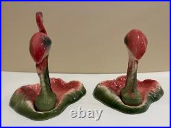 Vintage Pair of Mid Century Modern Art Deco Flamingo in Ponds/Ashtrays, Rare Vintage Pair of Mid Century Modern Art Deco Flamingo in Ponds/Ashtrays, Rare