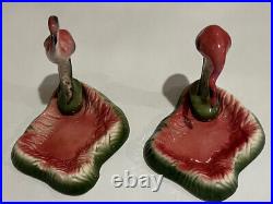 Vintage Pair of Mid Century Modern Art Deco Flamingo in Ponds/Ashtrays, Rare Vintage Pair of Mid Century Modern Art Deco Flamingo in Ponds/Ashtrays, Rare