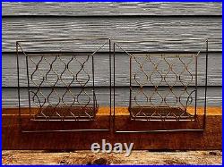 Vintage Pair of Mid Century Modern Wire Mesh Wall Shelf Shelves Antique Rare