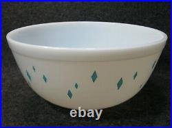 Vintage Promo Pyrex Mixing Bowl Turquoise Diamond Pattern HTF RARE FREE SHIPPING