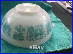 Vintage Pyrex Amish Butterprint Cinderella Mixing Bowl Set Turquoise Rare