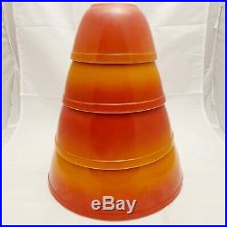 Vintage Pyrex Orange Glo mixing nesting bowls set of 4/Pyrex Orange Glo Rare