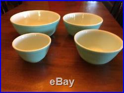 Vintage Pyrex Turquoise Robins Egg Blue Mixing Bowl Set 401 402 403 404 RARE