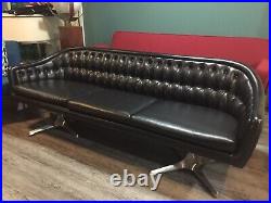 Vintage RARE Chromecraft Sofa Star Trek Sculpta Black Tufted Mid Century Couch
