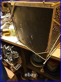 Vintage RARE MCM Gold Black Mesh Metal Atomic Waste Basket Trash Can 14x11