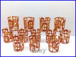 Vintage RARE Set of 12 MCM Geometric Glasses Cerve Italy Mid Century Modern ERA