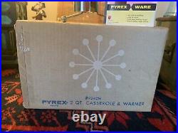 Vintage RARE Turquoise 2qt PYREX UFO Casserole Warmer Box Atomic Sputnik MCM