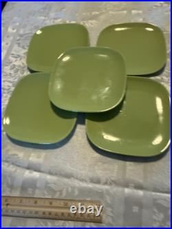 Vintage Rare 1949 Franciscan Tiempo Lime Green Square Dishes 24 Pieces
