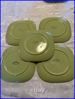 Vintage Rare 1949 Franciscan Tiempo Lime Green Square Dishes 24 Pieces