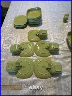 Vintage Rare 1949 Franciscan Tiempo Lime Green Square Dishes 24 Pieces