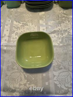 Vintage Rare 1949 Franciscan Tiempo Lime Green Square Dishes 24 Pieces