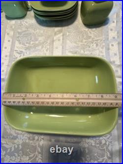 Vintage Rare 1949 Franciscan Tiempo Lime Green Square Dishes 24 Pieces