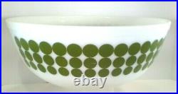 Vintage Rare'70s 404 Pyrex Green Dot Large mixing Bowl Beautiful 4Qt