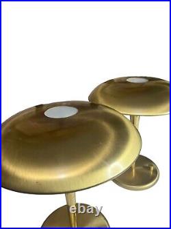 Vintage Rare Brass Saturn Pair Lamps Mid Century Modern UFO Flying Saucer Work