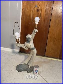 Vintage Rare Chalkware Mid Century Double socket Dancer Lamp For restoration