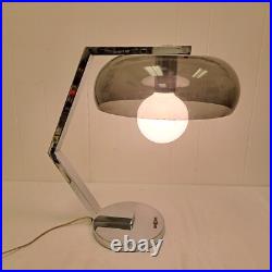 Vintage Rare Chrome Smoked Shade Desk Lamp Mid Century Modern Lighting